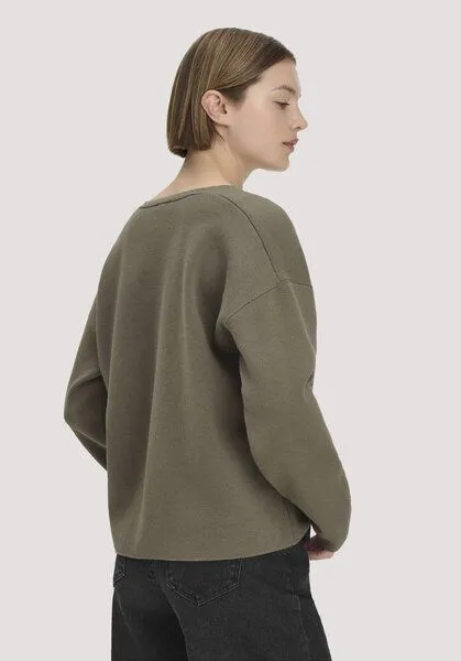 hessnatur hessnatur Pullover Oversize aus Bio-Baumwolle mit Schurwolle, Silbergrün, – Produktbild 2 von 4