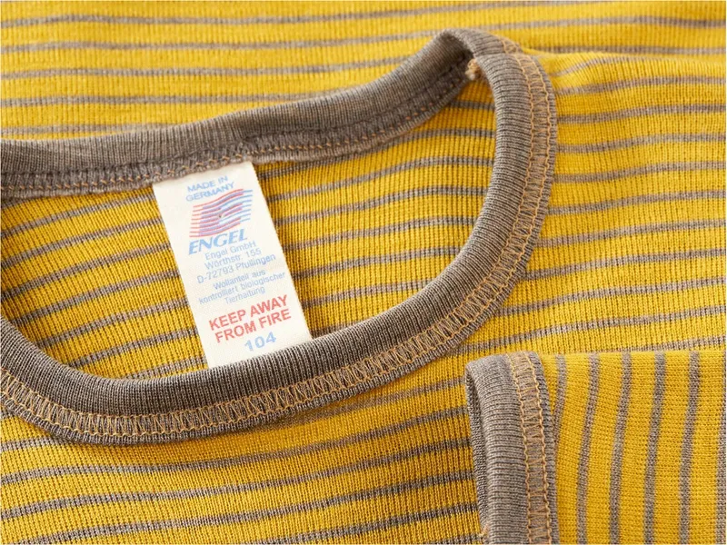 Engel natur Engel Natur Kinder Langarmshirt Unterhemd Wolle Seide safran-geringelt Gr.92, Gelb, – Produktbild 2 von 2