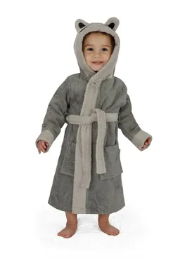 normani Kinderbademantel Frottee Bademantel für Kinder aus Bio-Baumwolle, Bio-Baumwolle, Kapuze, Bindegürtel, Kapuzenbademantel für Kids – Produktbild 1 von 1