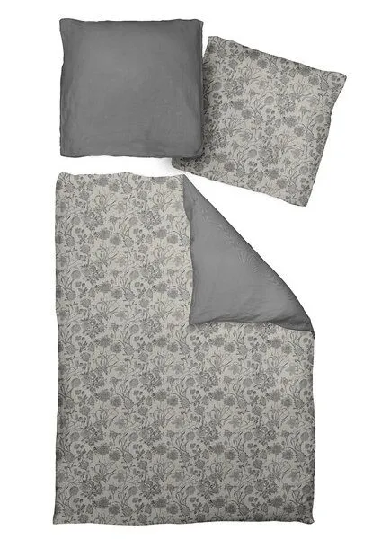 Nature by Adam Nature by Adam Bettwäsche 2tlg aus 100% Bio-Baumwolle - Made in Germany - Flower Cuveé Light, Schwarz, – Produktbild 3 von 4