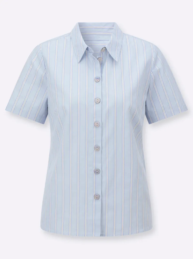 Witt Gestreifte Bluse hellblau-ecru-gestreift, Hellblau-ecru-gestreift, – Produktbild 1 von 2