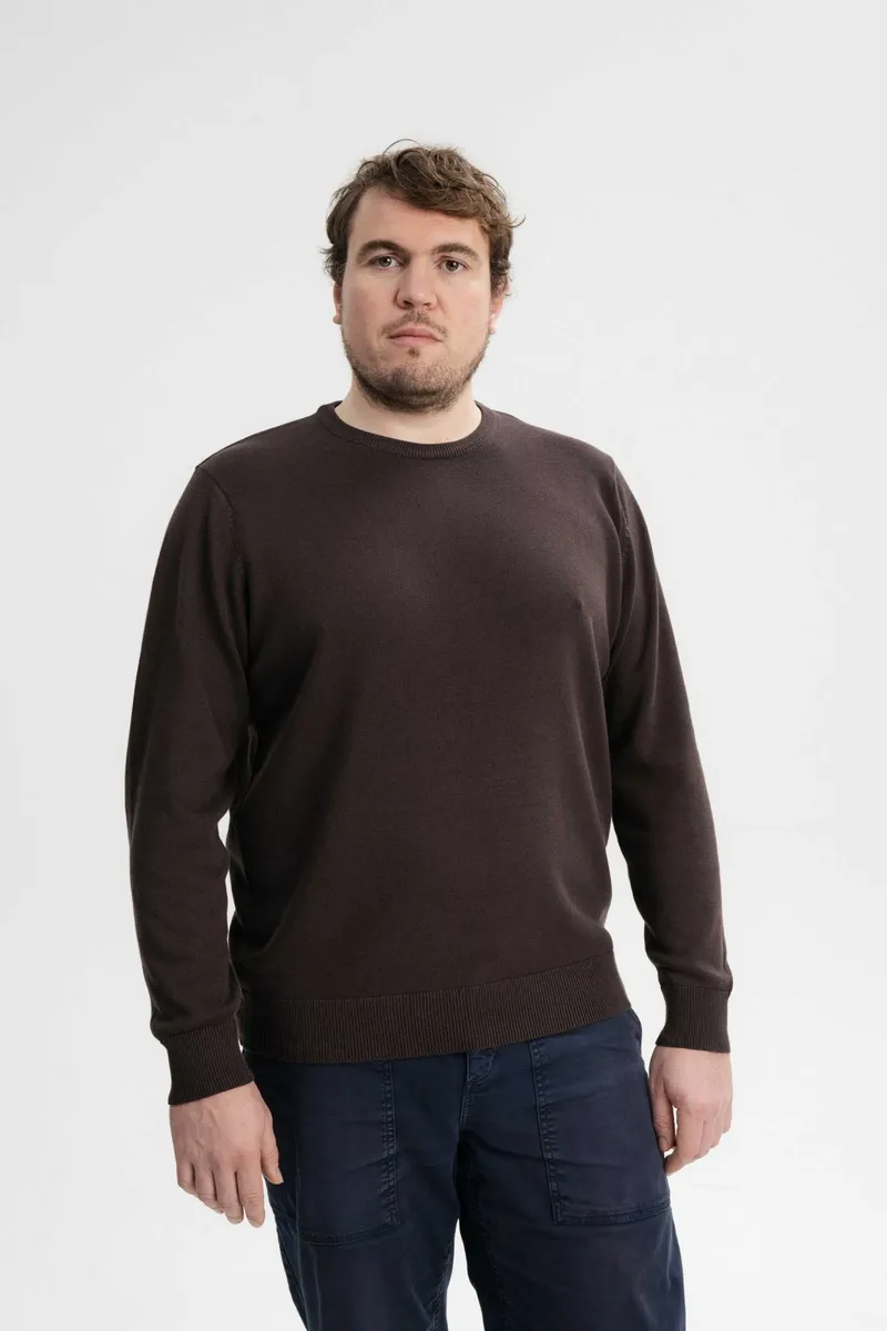 MELA MELA Herren vegan Feinstrick Pullover Himal Dunkelbraun, Dunkelbraun, – Produktbild 2 von 2