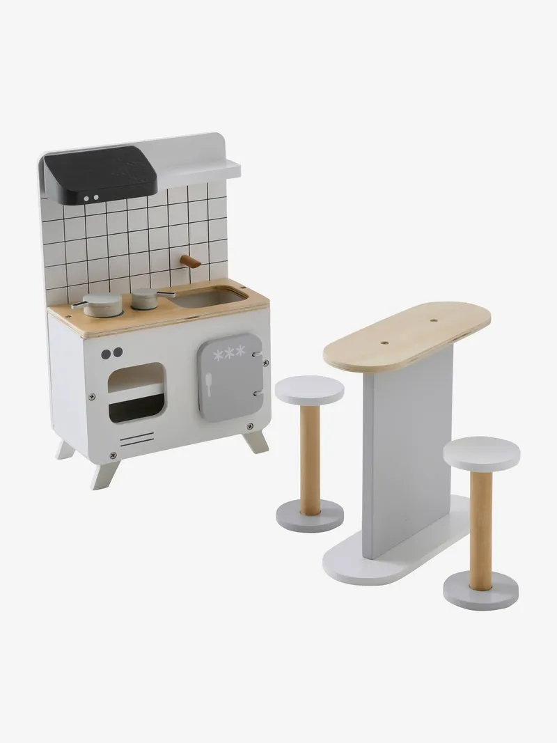 Vertbaudet Küchenmöbel für Modepuppen aus Holz FSC®, Mehrfarbig, – Produktbild 2 von 4