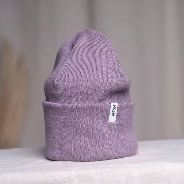 Vresh Clothing Vresh Clothing Veo - Classy Beanie aus Biobaumwolle, Lila, – Produktbild 3 von 3