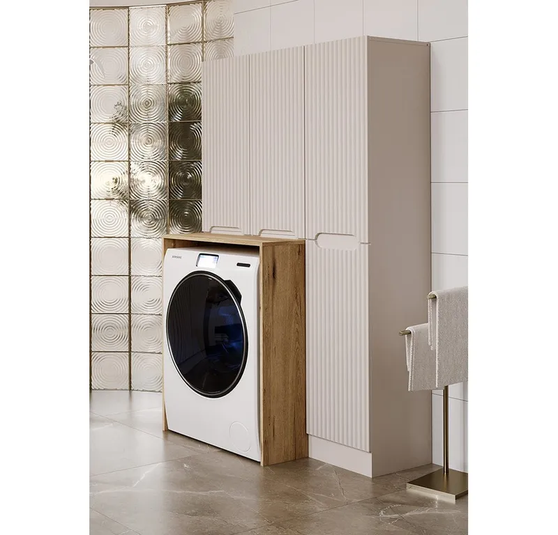 Lomadox Waschmaschinenumbauschrank NEWPORT-56-EVOKE 70 cm breit, in Eiche, Braun, – Produktbild 2 von 4
