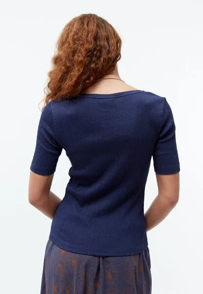 Givn Berlin Givn Berlin T-Shirt Anais, Nightshade blue rib, – Produktbild 2 von 4