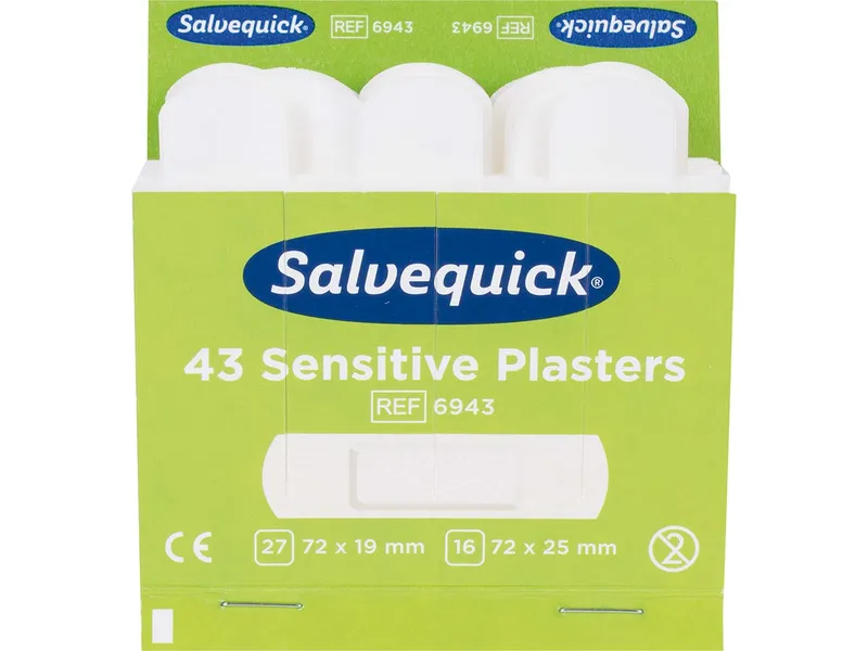 Salvequick Salvequick Pflaster-Strips Vlies "REF 6943" 43 Stk., 7,2 x 1,9/2,5 cm – Produktbild 1 von 2