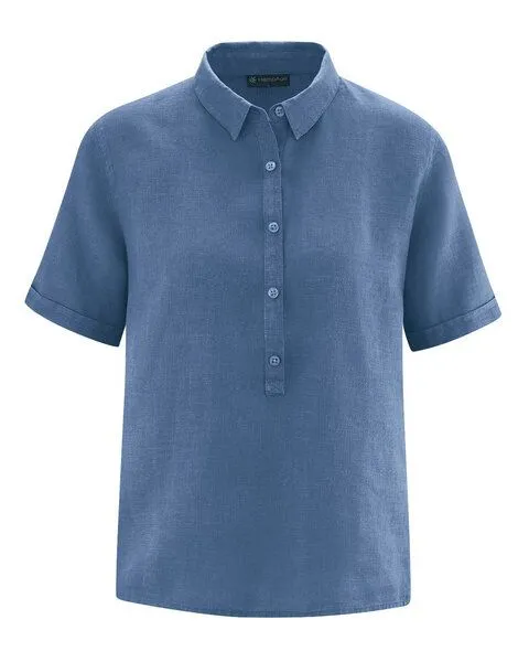 HempAge HempAge 100% Schlupfbluse Damen, Blueberry (blau), – Produktbild 1 von 4