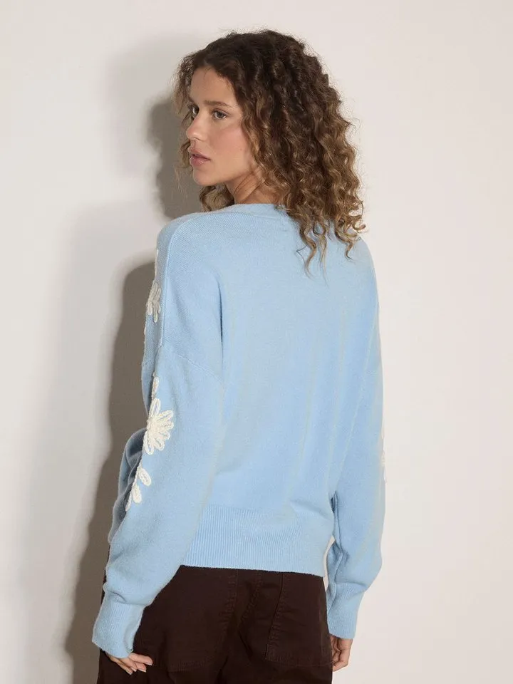 Apricot Apricot Cardigan Cardigan mit Blumenapplikationen mit Stickerei, Blau, – Produktbild 3 von 5