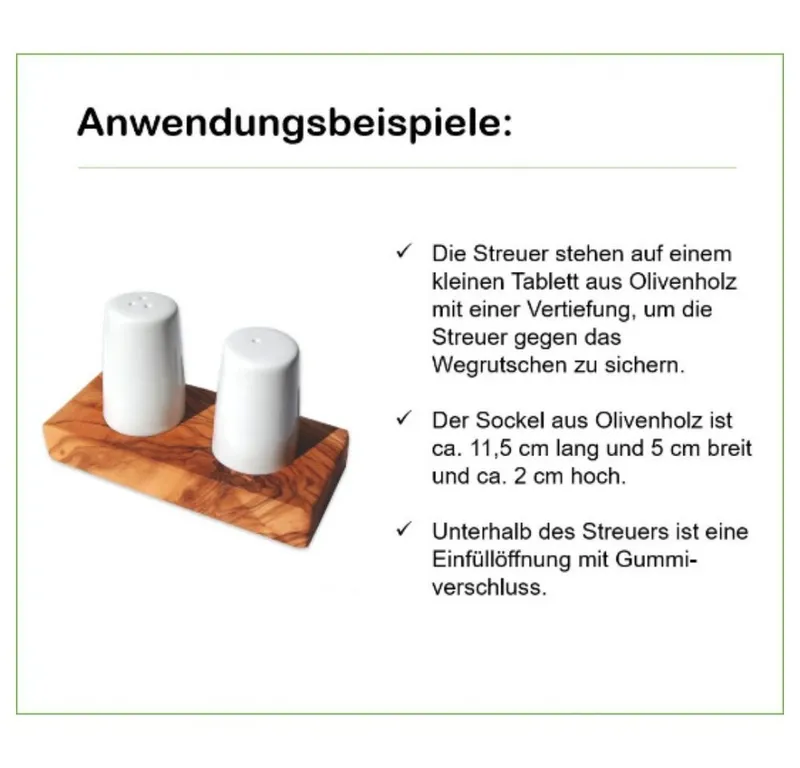 Olivenholz erleben Olivenholz erleben Salz- / Pfefferstreuer Salz- und Pfefferstreuer ALBERT als Set auf Olivenholz-Sockel, (1x Salz und 1x Pfefferstreuer und Sockel, 3-tlg), antibakterielle Wirkung, nachfüllbar, Lieferung ohne Gewürze, Braun, – Produktbild 5 von 5