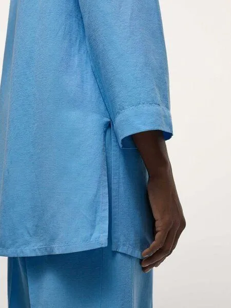 LANIUS LANIUS Tunikabluse aus TENCEL mit Leinen, Blue sea, – Produktbild 4 von 4