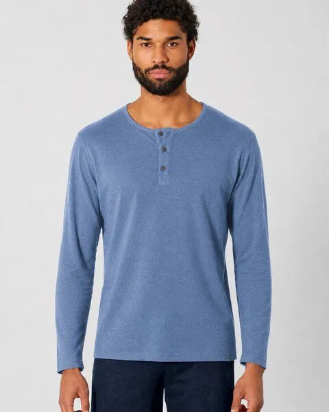 HempAge HempAge Herren Langarm-Shirt Hanf/Bio Baumwolle, Blueberry, – Produktbild 1 von 5
