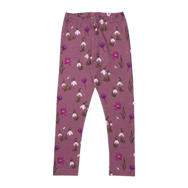 Walkiddy Kinder Leggings Bio-Baumwolle The Snowdrops von Walkiddy, GOTS-zertifizierte, vegane Jersey-Leggings mit Blumenprint, weich, dehnbar und hautfreundlich für Alltag, Kindergarten, Schule und Bewegungsspiele, Lila, – Produktbild 1 von 2
