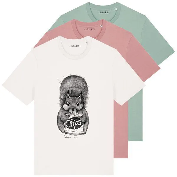 LIGARTI LIGARTI T-shirt - Chipseichhörnchen, Cremeweiß, – Produktbild 3 von 5