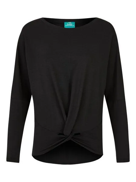 nice to meet me nice to meet me Flow Longsleeve, Deep black, – Produktbild 1 von 3