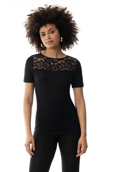 mey Mey Damen T-Shirt Serie "Wool Love" Merinowolle, Schwarz, – Produktbild 1 von 3