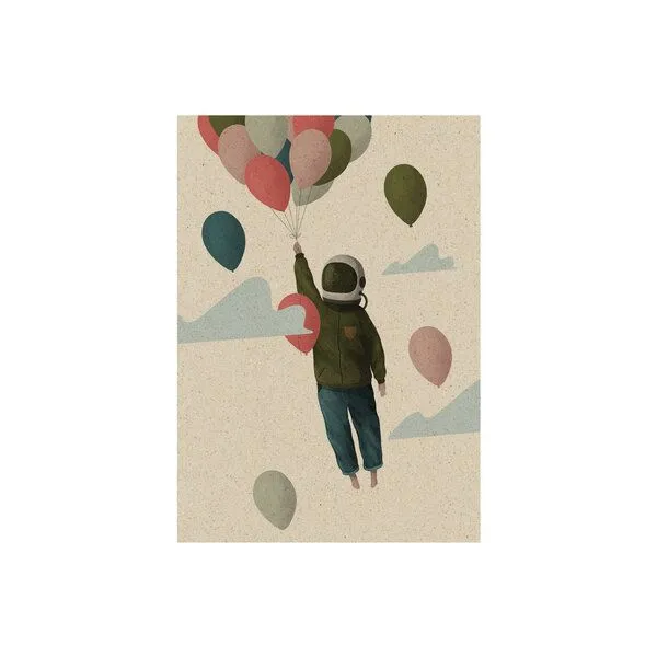 matabooks® matabooks® A6 Postkarte mit Austronaut aus nachhaltigem Graspapier – Spacewalker, Ballons, – Produktbild 1 von 2