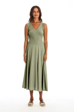RAVENS VIEW IBIZA RAVENS VIEW IBIZA Damen vegan Ärmelloses Kleid Veronika Khaki Grün – Produktbild 1 von 1