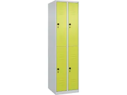 C+P C+P Doppelstock-Spind Classic PLUS, 4 Fächer, 1850x500x500mm, Lichtgrau/Clowngrün – Produktbild 1 von 1