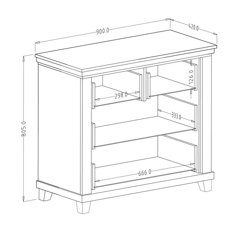 Lomadox Kommode EPSOM-83, grün mit Lefkas Eiche Nb. 90/80,5/42 cm, Grün, – Produktbild 5 von 5