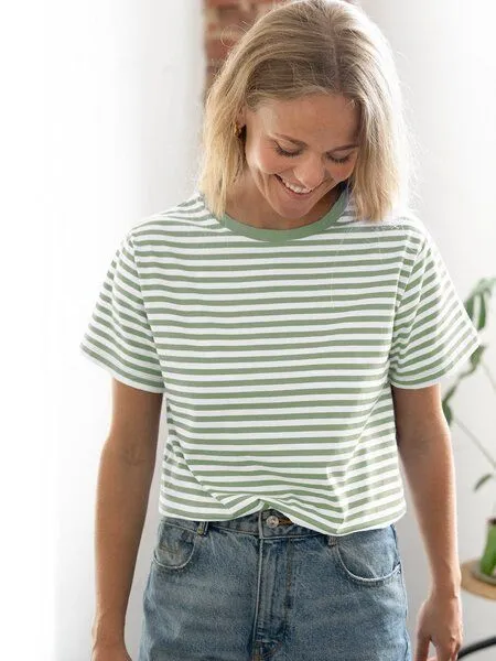 FUXBAU FUXBAU Gestreiftes Frauen T-Shirt - hellgrün weiß, Green, – Produktbild 4 von 4