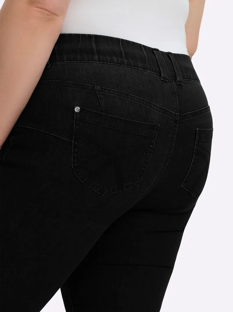 sheego Schlupfjeans black denim, Black denim, – Produktbild 3 von 3