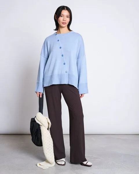 JAN N JUNE JAN 'N JUNE Asymmetrischer Strickcardigan PEBBLE GOTS, Mid blue, – Produktbild 1 von 4