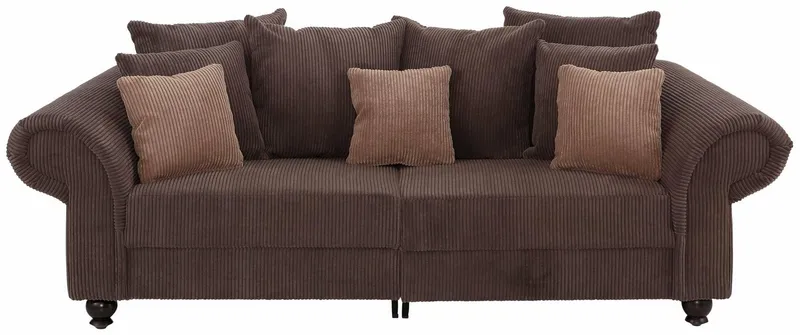 Home affaire Big-Sofa King Henry Mega Sofa, viel Platz, Breite 242cm, Federkern, in legerer Polsterung und vielen losen Kissen, Braun, – Produktbild 2 von 5