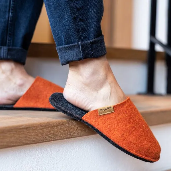 Magicfelt Magicfelt Filz-Pantoffel Magic Travel aus 100% recycelter Schurwolle für Damen & Herren, Orange, – Produktbild 4 von 4