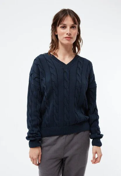 Givn Berlin Givn Berlin Strickpullover GBRAMEA mit Zopfmuster aus Bio-Baumwolle, Midnight blue, – Produktbild 1 von 4