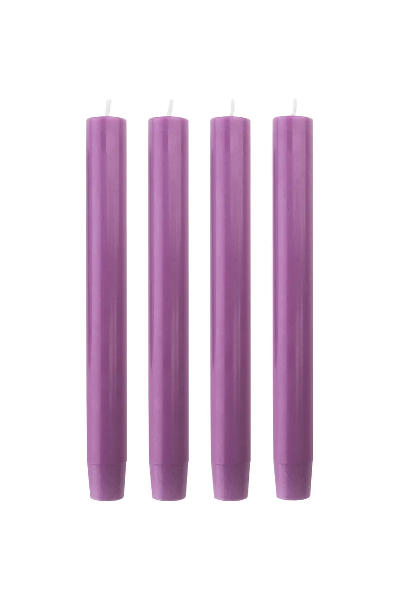 Tranquillo Handgearbeitete Stabkerzen GLUMI violet 4er-Set, 20 cm - violett – Produktbild 1 von 5