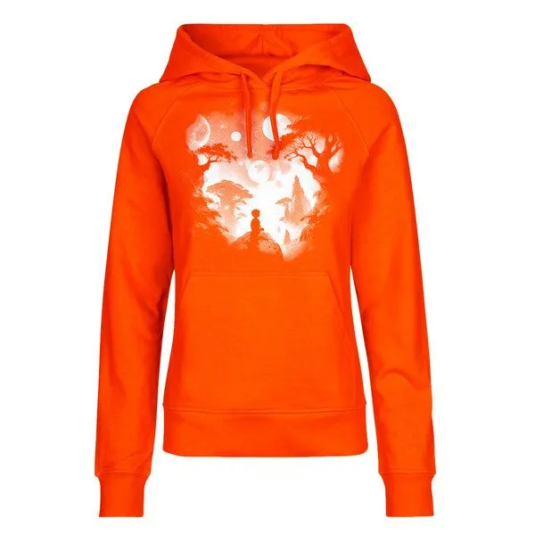 HANDGEDRUCKT HANDGEDRUCKT "Inner Child" Frauen Hoody aus reiner Biobaumwolle (kbA), Orange, – Produktbild 1 von 4