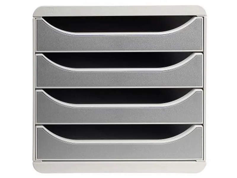 Exacompta Exacompta Schubladenbox "Office", DIN A4+, 4 Schubladen offen, steingrau – Produktbild 1 von 2