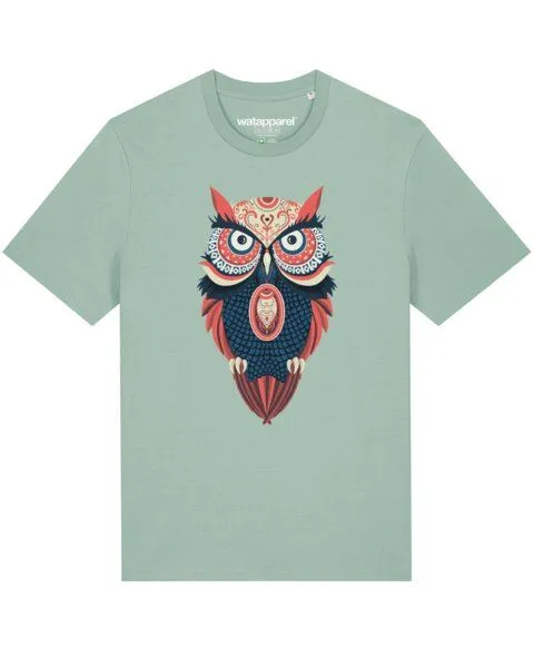 watapparel watapparel T-Shirt Unisex Colorful Owl, Aloe, – Produktbild 1 von 4