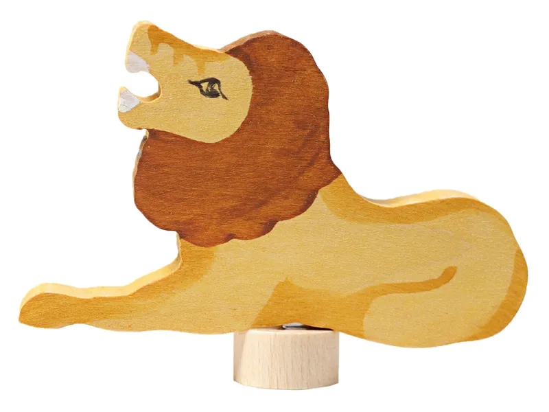 Grimms Grimms Löwe Steckfigur aus Lindenholz, bunt lasiert Höhe 5,5 cm, Natur, braun, mehrfarbig, – Produktbild 1 von 2