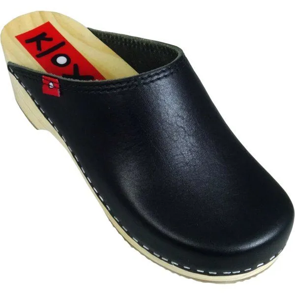 Klox Klox Original Clog - handgemachter Holzclog mit pflanzlich gegerbtem Leder, Lakritze (schwarz), – Produktbild 2 von 3