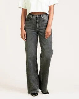 Kuyichi Kuyichi Damen vegan Jeans Harper Mit Weitem Bein Anthrazitfarben Mit Fade-Effekt – Produktbild 1 von 1