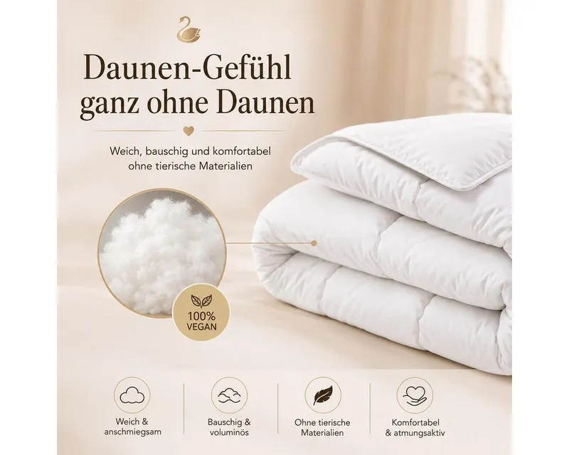 SEI Design Microfaserbettdecke SWAN de Luxe Winterbettdecke Bettdecke Decke Baumwolldecke vegan, Füllung: 100% Polyester, Bezug: 100% Baumwolle, Vegane Alternative zu Daunen, Weiß, – Produktbild 2 von 5