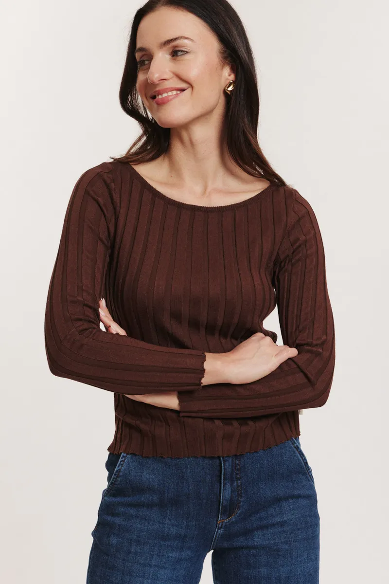Tranquillo Strick-Pullover Katjaa aus Viskose - shaved chocolate / XL – Produktbild 1 von 6