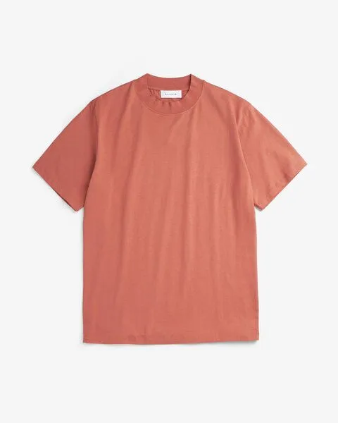 Rotholz Rotholz Basic T-Shirt mit breitem Kragen Bio Baumwolle, Rot, – Produktbild 5 von 7