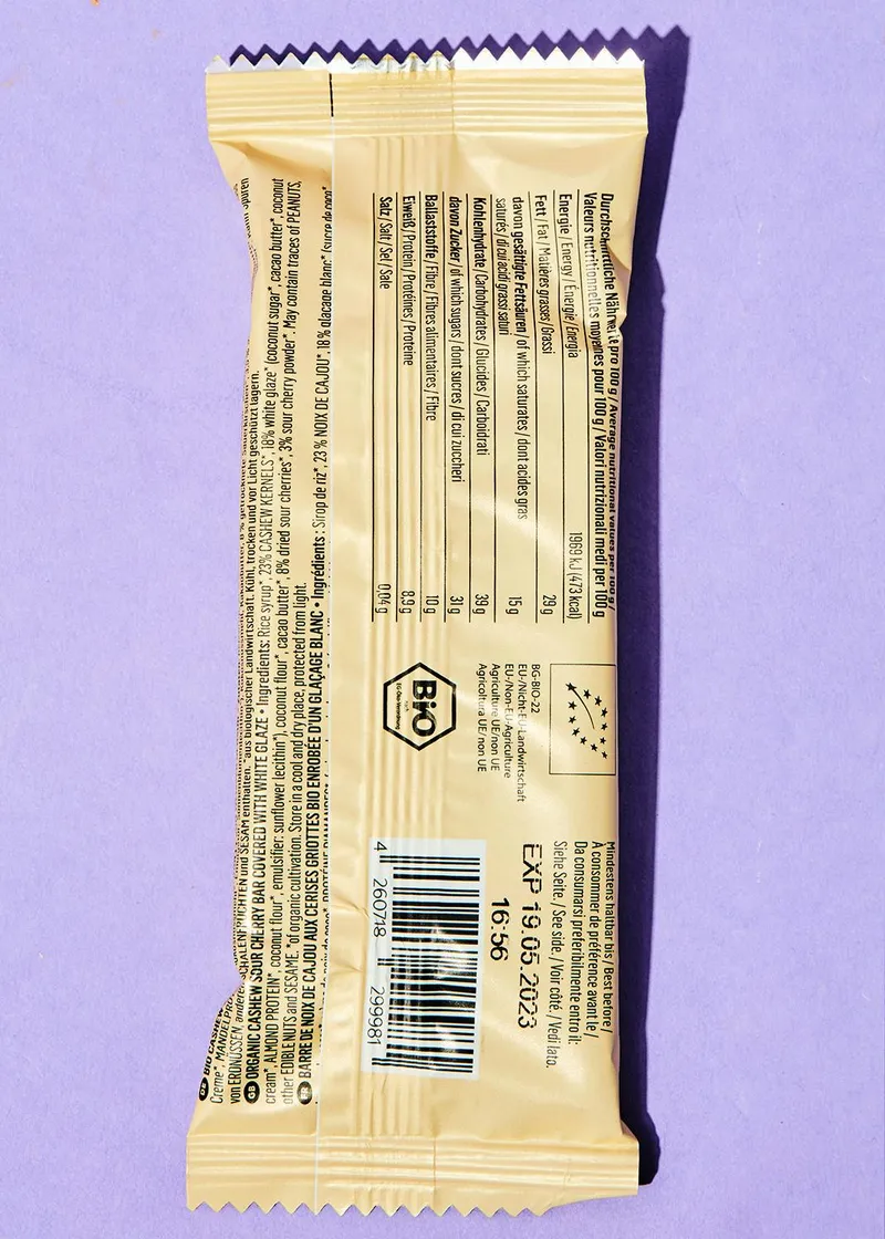 KoRo Bio Cashewriegel Sauerkirsche | 50 g – Produktbild 3 von 5