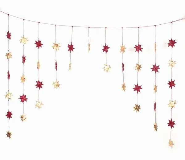 El Puente El Puente Girlande "Sterne" | Fair Trade & Handmade aus Bangladesch, Gold,rot, – Produktbild 1 von 1