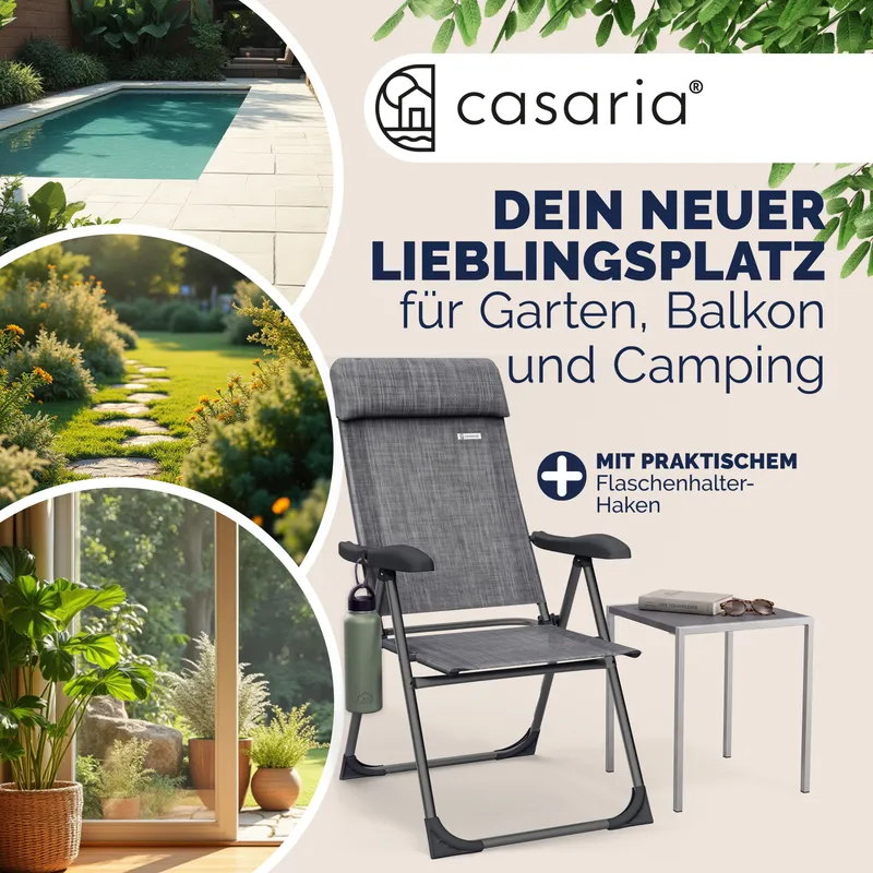 Casaria® Gartenstuhl klappbar 4er-Set Grau meliert Alu Hochlehner verstellbar, Grau, – Produktbild 2 von 2