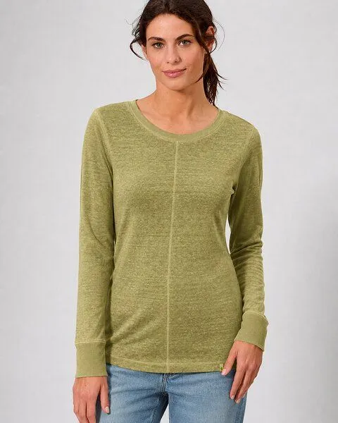 HempAge HempAge Langarmshirt mit mittiger Naht Hanf/Biobaumwolle, Pasture (grün), – Produktbild 1 von 4
