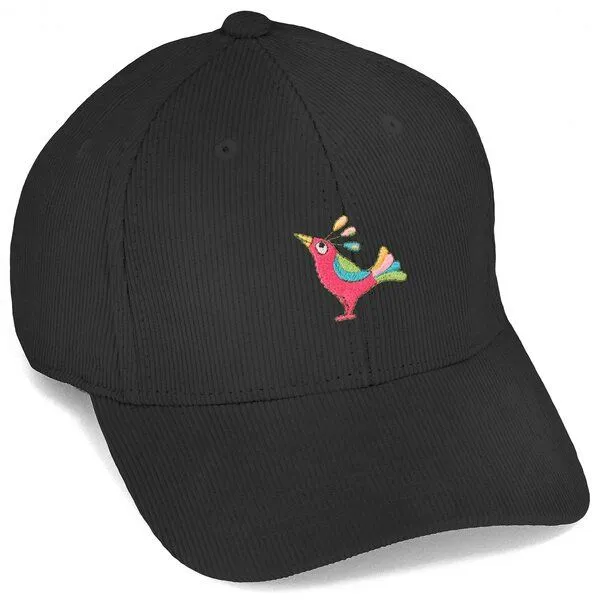 LIGARTI Bestickte Cord Cap – Patrischa der Paradiesvogel – LIGARTI Tiermanufaktur, Schwarz, – Produktbild 1 von 4