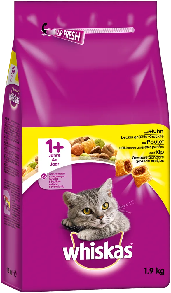 Whiskas Whiskas Beutel Trocken Adult 1+ mit Huhn 1,9kg – Produktbild 2 von 2