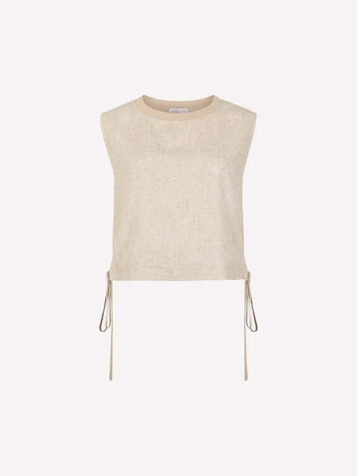 Apricot Apricot Crop-Top Crop-Top aus Leinenmischung Einfarbig, Beige, – Produktbild 5 von 5