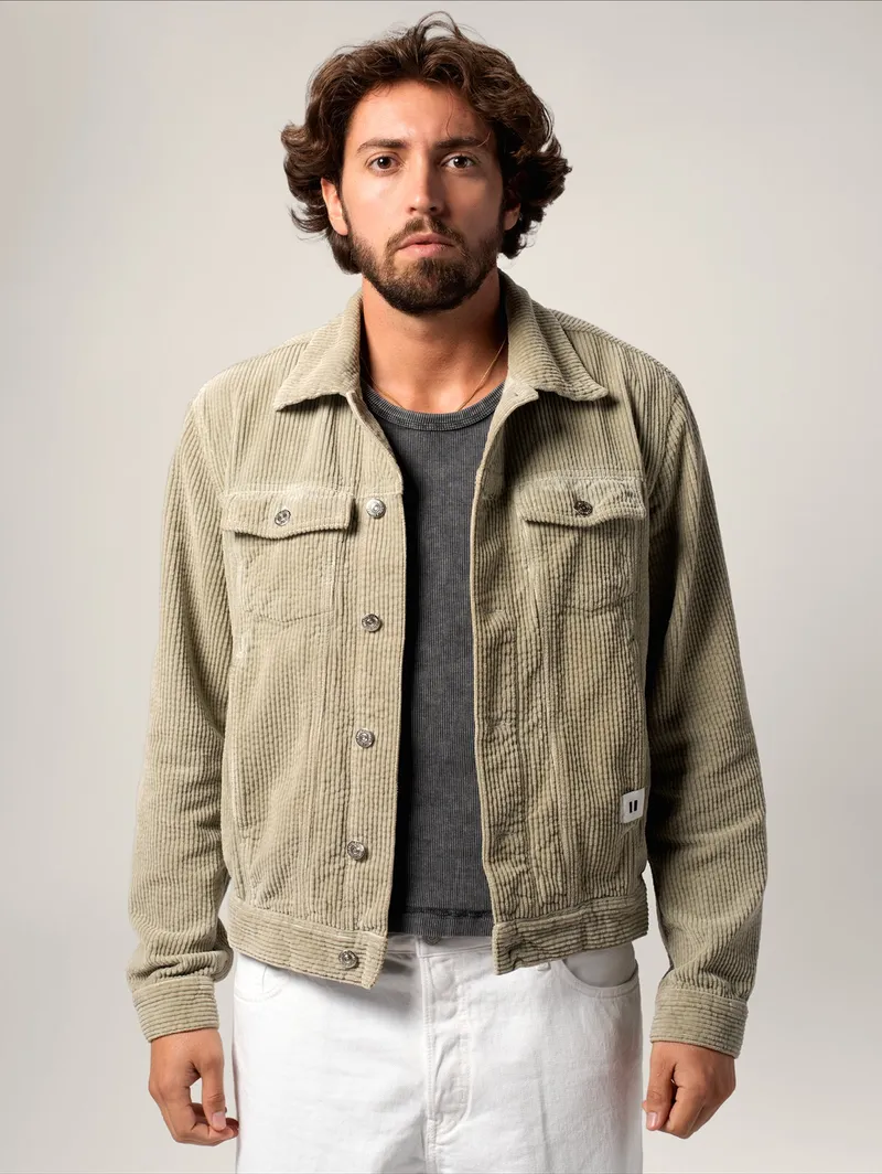 Côtelé Côtelé Herren vegan Trucker Jacke Jim, Grün, – Produktbild 1 von 2