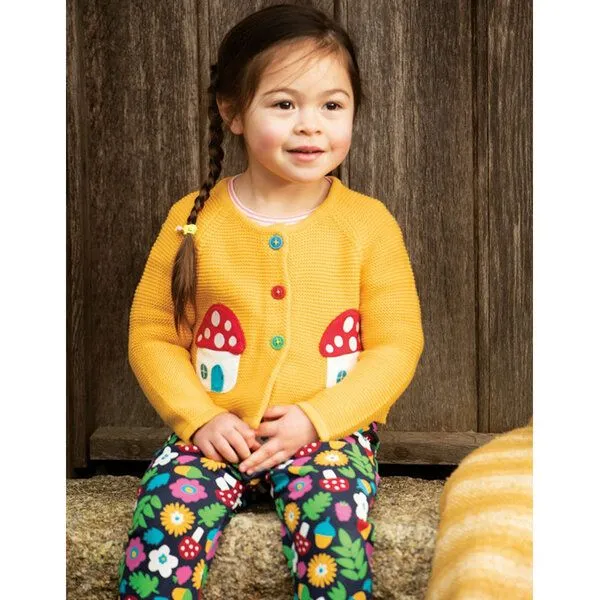 Frugi Frugi Strickjacke Little Annie Pilze in hummelgelb – Produktbild 2 von 3