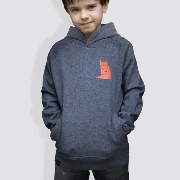 little kiwi little kiwi Kinder Hoodie, "Fuchs", Mid heather blue, – Produktbild 1 von 4
